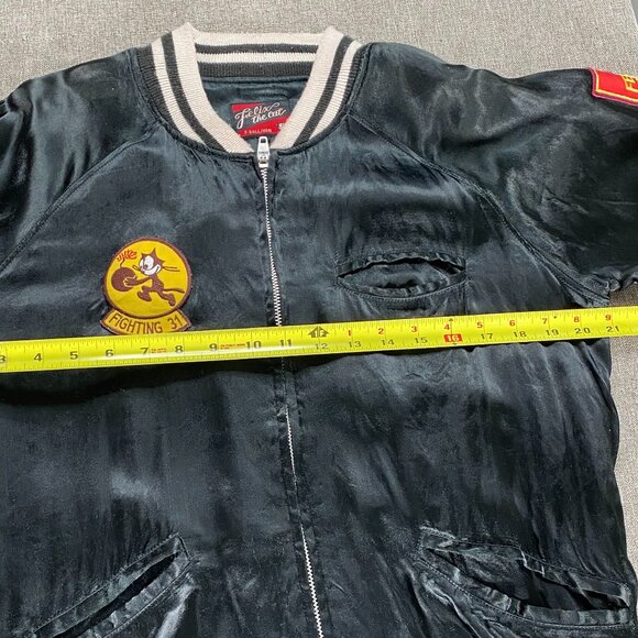 Felix the Cat US NAVY VF-31 Bomber Jacket Men's Medium Black Military Casual - Picture 10 of 13